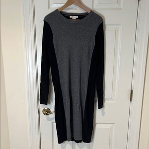 Boden Gray and Black Long Sleeve Sheath Dress